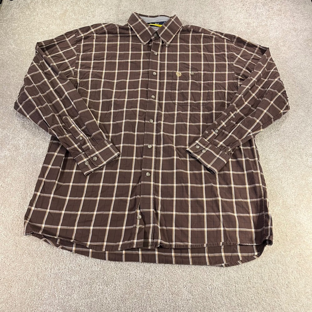 Wrangler George Strait‎ Shirt Mens XL Brown Plaid Cowboy Cut Long Sleeve Cotton